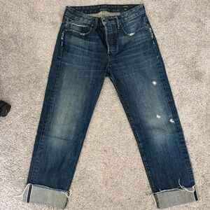 Vince Jeans Distressed Crop Straight Selvedge